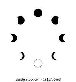 Moon Phases Flat Icon Illustration Isolated On White Background.