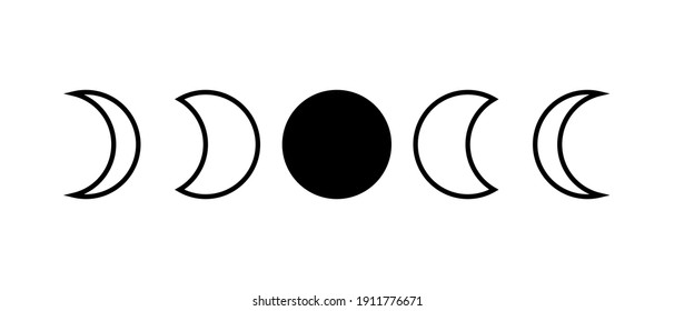 Moon phases flat icon illustration isolated on white background.