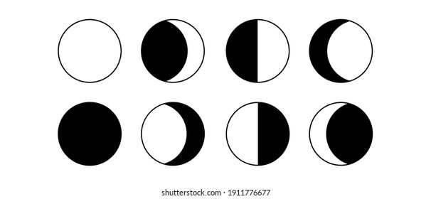 Moon phases flat icon illustration isolated on white background.