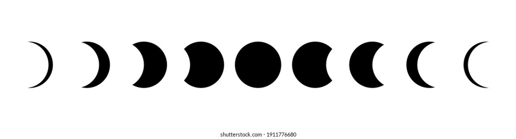 Moon phases flat icon illustration isolated white background 
