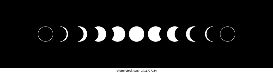 Moon phases flat icon illustration isolated on background.