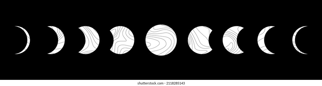 Moon phases flat icon illustration isolated on background. Vector EPS10