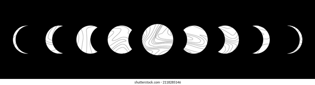 Moon phases flat icon illustration isolated on background. Vector EPS10