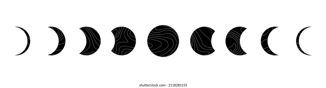 Moon phases flat icon illustration isolated on background. Vector EPS10