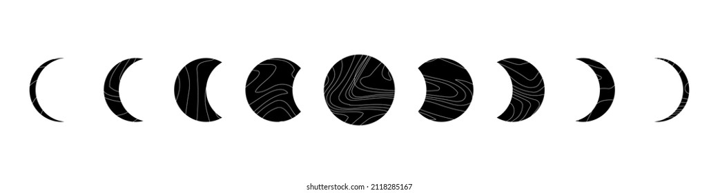 Moon phases flat icon illustration isolated on background. Vector EPS10