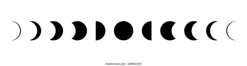 Moon phases flat icon illustration isolated on white background.