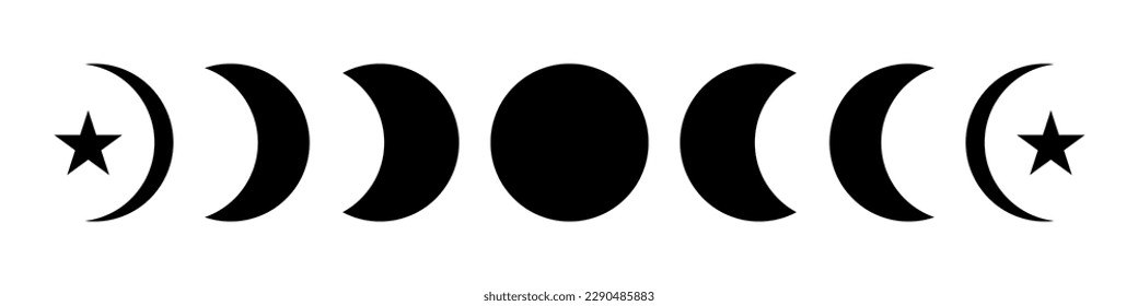 Moon phases flat icon illustration isolated on white background.