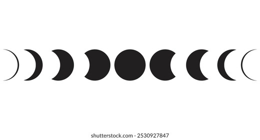 Moon phases flat icon illustration isolated on white background.