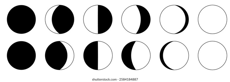 Moon phases flat icon illustration isolated on white background.eps10