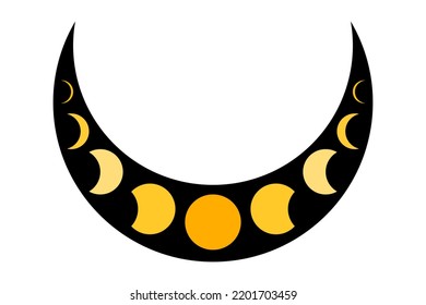 Moon phases flat icon. Magic moon illustration. Graphic elements for astrology. Boho witch and magic symbol. Moon illustration isolated on white background. Vector EPS 10