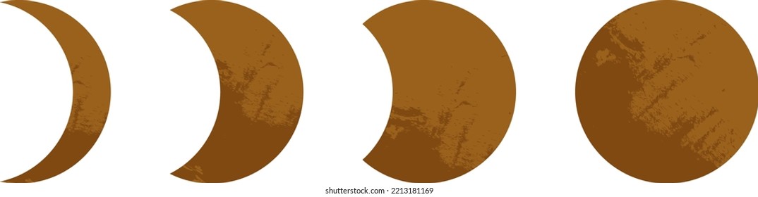 Moon phases. Golden esoteric symbol. Lunar cycle sign
