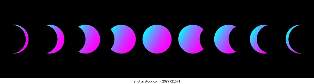 Moon phases gradient icon illustration isolated black background  Vector EPS 10