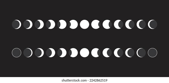 Icono de fases de la luna. Fases de la luna conjunto de iconos de astronomía conjunto de plantillas vectoriales