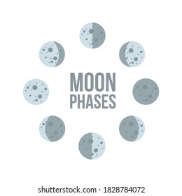 Moon phases icon in flat style isolated on white background. Astronomy icon. Vector stock