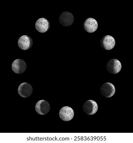 Moon phases icon. Flat style. Vector icons.