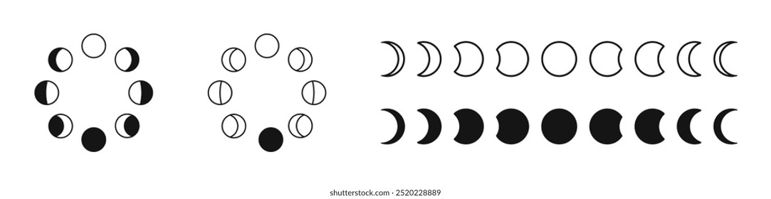 Moon phases icon. Lunar cycle representation