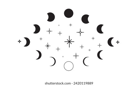 Moon phases icon on white background. night icon set. Vector Illustration