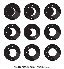 Moon phases icon set