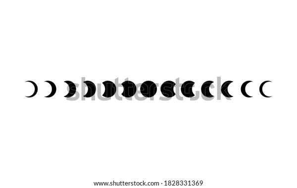 Moon Phases Icon Set Black Astronomy Stock Vector (Royalty Free ...