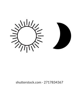Conjunto de iconos de fases de luna con símbolos de luna creciente y luna llena