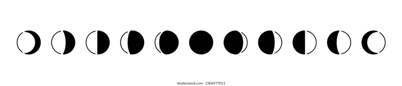 Moon phases icon set Illustration