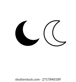 Moon phases icon set including crescent and full moon shapes isolated on white background.