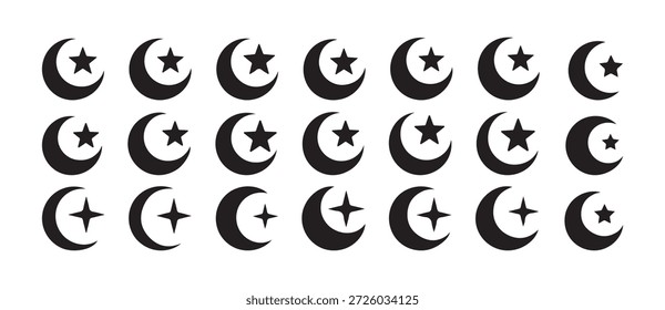 Conjunto de Ícones de Fases da Lua. Vetor da Lua e do Céu Noturno, Símbolos da Fase da Lua, ícone de Fases da Lua Mínima Coleção. ilustração vetorial eps 10