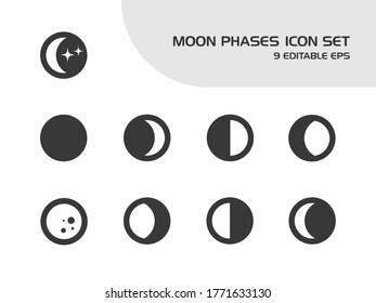 Moon phases. Icon set. Weather and map vector illustration