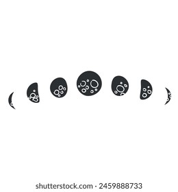 Moon Phases Icon Silhouette Illustration. Astrology Vector Graphic Pictogram Symbol Clip Art. Doodle Sketch Black Sign.