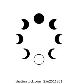 Moon phases icon. Phases of solar and lunar eclipse. moon phase astronomy icon on a white background.