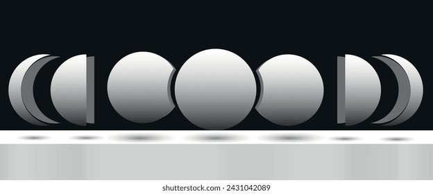 Moon phases icons. Astronomy lunar phases. Whole cycle from new moon to full moon.