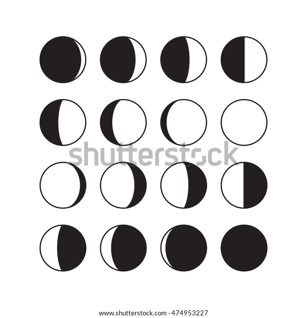 Moon Phases Icons Astronomy Lunar Symbols Stock Vector (Royalty Free ...