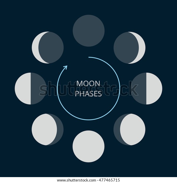 Moon Phases Icons Astronomy Lunar Symbols Stock Vector (Royalty Free ...