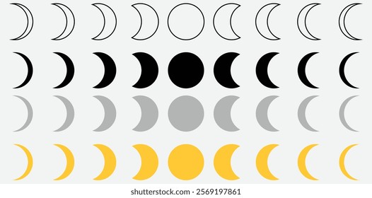 Moon Phases Icons Collection for Astronomy and Astrology Projects Stylish Set of Moon Phases Icons for Websites Apps Digital Design Lunar Cycle and Creative Graphic Art