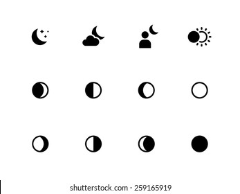 Moon phases icons on white background. Vector illustration.