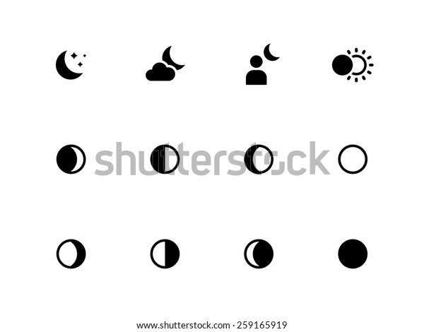 Moon Phases Icons On White Background Stock Vector (Royalty Free) 259165919