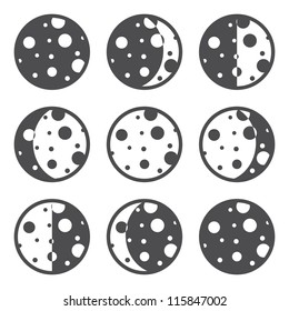 Moon phases icons. Vector illustration.