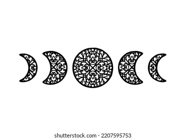 Moon Phases, illustration on white