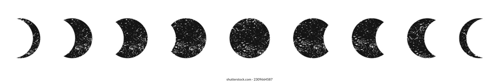 Ilustración de fases lunares. Iconos vectoriales lunares. Iconos vectoriales de fases lunares.