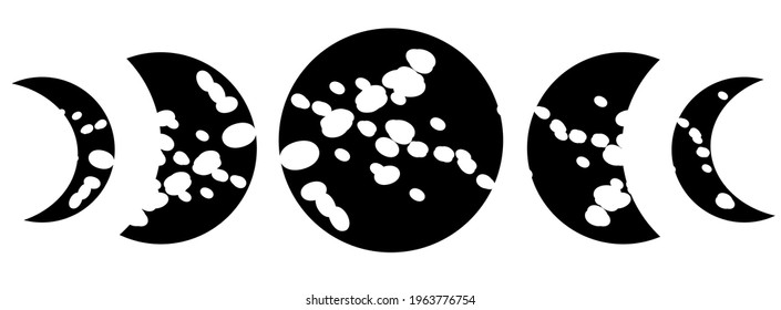 Moon phases. Illustrations on the theme astrology, astronomy, esotericism, prediction of the future. 