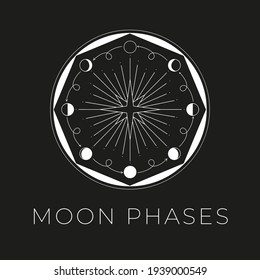 Moon phases logo. lunar circle vector illustration. 