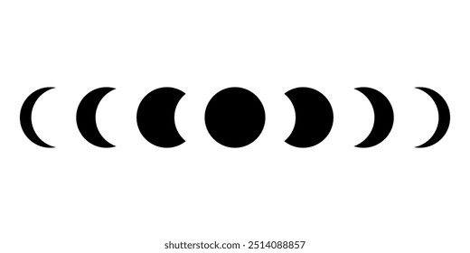 Fases lunares, ciclos lunares, diseño del Vector