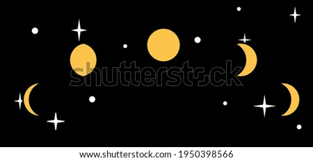 Moon phases: New Moon, First Quarter, Full Moon, and Last Quarter. Vector illustration.