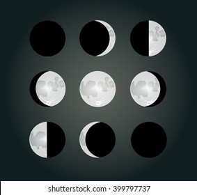 Moon  phases on a dark background. EPS10 vector illustration