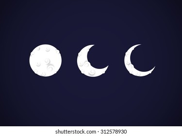 Moon phases set. Full moon and half moon phase.