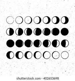 Moon phases silhouette set