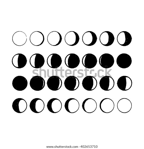 Moon Phases Silhouette Set Stock Vector (Royalty Free) 402653710