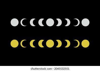 Moon phases simple thin line icon set vector illustration
