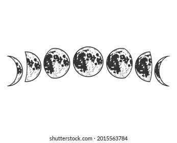 Fases lunares. Esbozar el colorante de imitación de tablero de arañazos. Grabación