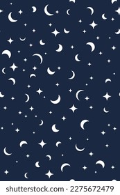 Moon phases, stars and sprinkles vector seamless pattern. Astronomy vector fashion print. Modern textile design. Astrology and magic simple fabric print. Contemporary surface design.